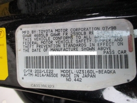 1998 LEXUS GS400 BLACK 4.0L AT Z16153